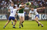 3 June 2018; Eoin Donnelly of Fermanagh in action against Darren Hughes of Monaghan during the Ulster GAA Football Senior Championship Semi-Final match between Fermanagh and Monaghan at Healy Park in Omagh, Co Tyrone. Photo by Oliver McVeigh/Sportsfile