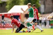 4 June 2018; Kieran Sadlier of Cork City is tackled by Aaron McEneff of Derry City during the SSE Airtricity League Premier Division match between Cork City and Derry City at Turner's Cross, Cork. Photo by Eóin Noonan/Sportsfile