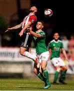 4 June 2018; Rory Patterson of Derry City in action against Sean McLoughlin of Cork City during the SSE Airtricity League Premier Division match between Cork City and Derry City at Turner's Cross, Cork. Photo by Eóin Noonan/Sportsfile