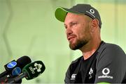 5 June 2018; Scrum coach Greg Feek speaks to the media during an Ireland rugby press conference at Royal Pines Resort in Queensland, Australia. Photo by Brendan Moran/Sportsfile