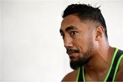 5 June 2018; Bundee Aki speaks to the media during an Ireland rugby press conference at Royal Pines Resort in Queensland, Australia. Photo by Brendan Moran/Sportsfile