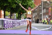3 June 2018; Lizzie Lee of Leevale A.C., Co. Cork, celebrates winning the 2018 Vhi Women’s Mini Marathon. 30,000 women from all over the country took to the streets of Dublin to run, walk and jog the 10km route, raising much needed funds for hundreds of charities around the country. www.vhiwomensminimarathon.ie Photo by Sam Barnes/Sportsfile