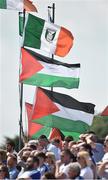 3 June 2018; A general view of Palestinian and Fermanagh flags during the Ulster GAA Football Senior Championship Semi-Final match between Fermanagh and Monaghan at Healy Park in Omagh, Co Tyrone. Photo by Oliver McVeigh/Sportsfile