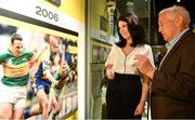 5 June 2018; Celebrating the launch of the new ’20 Years’ annual exhibition at the GAA Museum are GAA Museum Directory Niamh McCoy, left, and former Meath manager Sean Boylan at Croke Park in Dublin. The exhibition traces the key moments in GAA and Croke Park history over the past 20 years since the GAA Museum first opened its doors in 1998. Topics covered include the Croke Park redevelopment, the deletion of Rule 21, the suspension of Rule 42 that paved the way for international rugby and soccer to be played in Croke Park, the Special Olympics World Summer Games in 2003 and the GAA 125 festivities in 2009. The exhibition also serves as the throw-in for the GAA Museum’s anniversary programme of events. Details of all the museum’s celebratory activities can be found at www.crokepark.ie/gaamuseum.  Photo by Sam Barnes/Sportsfile