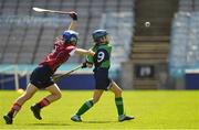 6 June 2018; Maggie Donaghy of Loreto PS, Rathfarnham, in action against Iseult Costello of St. Brigid's NS, Castleknock, in the Corn Bean Ui Phuirseil Final during Day 2 of the Allianz Cumann na mBunscol finals at Croke Park in Dublin. Photo by Piaras Ó Mídheach/Sportsfile