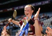 6 June 2018; St. Brigid's NS Castleknock captain Iseult Costello is held aloft by her team-mates after their win over Loreto PS, Rathfarnham, in the Corn Bean Ui Phuirseil Final during Day 2 of the Allianz Cumann na mBunscol finals at Croke Park in Dublin. Photo by Piaras Ó Mídheach/Sportsfile