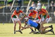 6 June 2018; Patrick Smyth of Dublin in action against, from left, Dara Tobin, Philip Connors and Chris Nolan of Carlow during the Bord Gais Energy Leinster Under 21 Hurling Championship 2018 Round 2 match between Carlow and Dublin at Netwatch Cullen Park in Carlow. Photo by Matt Browne/Sportsfile