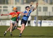 6 June 2018; Ronan Hayes of Dublin in action against Cathal Tracey of Carlow during the Bord Gais Energy Leinster Under 21 Hurling Championship 2018 Round 2 match between Carlow and Dublin at Netwatch Cullen Park in Carlow. Photo by Matt Browne/Sportsfile