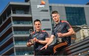 7 June 2018; Carlow’s Paul Broderick and Clare’s John Conlon confirmed as the PwC GAA/GPA Players of the Month for May in football and hurling. Pictured is John Conlon, left, and Paul Broderick after being presented with their PwC GAA/GPA Player of the Month Award at the PwC Offices in Dublin. Photo by David Fitzgerald/Sportsfile