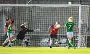 8 June 2018; Lisa-Marie Utland of Norway shoots to score her side's second goal past Republic of Ireland goalkeeper Marie Hourihan during the 2019 FIFA Women's World Cup Qualifier match between Republic of Ireland and Norway at Tallaght Stadium in Tallaght, Dublin. Photo by Stephen McCarthy/Sportsfile
