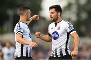 8 June 2018; Patrick Hoban of Dundalk, right, celebrates after scoring his side's first goal, with teammate Michael Duffy during the SSE Airtricity League Premier Division match between Dundalk and Limerick at Oriel Park in Dundalk, Louth. Photo by Sam Barnes/Sportsfile