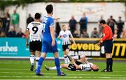 8 June 2018; Karolis Chvedukas of Dundalk lies injured during the SSE Airtricity League Premier Division match between Dundalk and Limerick at Oriel Park in Dundalk, Louth. Photo by Sam Barnes/Sportsfile