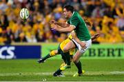 9 June 2018; Jonathan Sexton of Ireland is tackled by Reece Hodge of Australia during the 2018 Mitsubishi Estate Ireland Series 1st Test match between Australia and Ireland at Suncorp Stadium, in Brisbane, Australia. Photo by Brendan Moran/Sportsfile