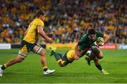 9 June 2018; Joey Carbery of Ireland is tackled by Will Genia of Australia during the 2018 Mitsubishi Estate Ireland Series 1st Test match between Australia and Ireland at Suncorp Stadium, in Brisbane, Australia. Photo by Brendan Moran/Sportsfile
