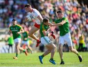 9 June 2018; Pádraig McNulty of Tyrone in action against Shane Gallagher and Adam Flanagan, right. of Meath during the GAA Football All-Ireland Senior Championship Round 1 match between Meath and Tyrone at Páirc Táilteann in Navan, Co Meath. Photo by Stephen McCarthy/Sportsfile