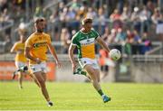 9 June 2018; Declan Hogan of Offaly in action against Matthew Fitzpatrick of Antrim during the GAA Football All-Ireland Senior Championship Round 1 match between Offaly and Antrim at Bord Na Mona O'Connor Park in Tullamore, Offaly. Photo by Sam Barnes/Sportsfile