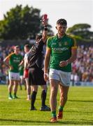 9 June 2018; Ben Brennan of Meath receives a red card from referee Paddy Neilan during the GAA Football All-Ireland Senior Championship Round 1 match between Meath and Tyrone at Páirc Táilteann in Navan, Co Meath. Photo by Stephen McCarthy/Sportsfile
