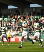 9 June 2018; Graham Burke of Shamrock Rovers celebrates after scoring his side's first goal during the SSE Airtricity League Premier Division match between Shamrock Rovers and Bray Wanderers at Tallaght Stadium in Dublin. Photo by David Fitzgerald/Sportsfile