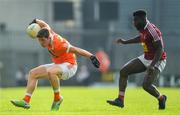 9 June 2018; Patrick Burns of Armagh in action against Boidu Sayeh of Westmeath during the GAA Football All-Ireland Senior Championship Round 1 match between Westmeath and Armagh at TEG Cusack Park in Mullingar, Co. Westmeath. Photo by Ramsey Cardy/Sportsfile
