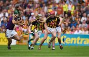 9 June 2018; James Maher of Kilkenny in action against Shaun Murphy, left, and Damien Reck of Wexford during the Leinster GAA Hurling Senior Championship Round 5 match between Kilkenny and Wexford at Nowlan Park in Kilkenny. Photo by Daire Brennan/Sportsfile