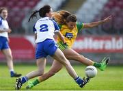 9 June 2018; Niamh Hegarty of Donegal in action against Rachel McKenna of Monaghan during the TG4 Ulster Ladies SFC semi-final match between Donegal and Monaghan at Healy Park in Omagh, County Tyrone. Photo by Oliver McVeigh/Sportsfile