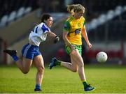 9 June 2018; Yvonne Bonner of Donegal in action against Niamh Callan of Monaghan during the TG4 Ulster Ladies SFC semi-final match between Donegal and Monaghan at Healy Park in Omagh, County Tyrone. Photo by Oliver McVeigh/Sportsfile