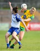9 June 2018; Yvonne Bonner of Donegal in action against Rosemary Courtney of Monaghan during the TG4 Ulster Ladies SFC semi-final match between Donegal and Monaghan at Healy Park in Omagh, County Tyrone. Photo by Oliver McVeigh/Sportsfile