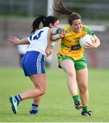 9 June 2018; Bridget Gallagher of Donegal in action against Ellen McCarron of Monaghan during the TG4 Ulster Ladies SFC semi-final match between Donegal and Monaghan at Healy Park in Omagh, County Tyrone. Photo by Oliver McVeigh/Sportsfile