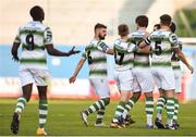 9 June 2018; Sam Bone of Shamrock Rovers is congratulated by team mates after scoring his side's second goal during the SSE Airtricity League Premier Division match between Shamrock Rovers and Bray Wanderers at Tallaght Stadium in Dublin. Photo by David Fitzgerald/Sportsfile