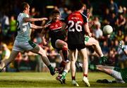 9 June 2018; Andy Moran of Mayo scores his side's fifth goal during the GAA Football All-Ireland Senior Championship Round 1 match between Limerick and Mayo at the Gaelic Grounds in Limerick. Photo by Diarmuid Greene/Sportsfile