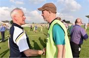 9 June 2018; Antrim manager Lenny Harbinson, left, and Offaly manager Paul Rouse shake hands following the GAA Football All-Ireland Senior Championship Round 1 match between Offaly and Antrim at Bord Na Mona O'Connor Park in Tullamore, Offaly. Photo by Sam Barnes/Sportsfile