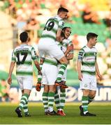9 June 2018; David McAllister of Shamrock Rovers is congratulated by team mates after scoring his side's fifth goal during the SSE Airtricity League Premier Division match between Shamrock Rovers and Bray Wanderers at Tallaght Stadium in Dublin. Photo by David Fitzgerald/Sportsfile