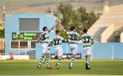 9 June 2018; Sam Bone of Shamrock Rovers is congratulated by team mate Joey O’Brien after scoring his side's second goal during the SSE Airtricity League Premier Division match between Shamrock Rovers and Bray Wanderers at Tallaght Stadium in Dublin. Photo by David Fitzgerald/Sportsfile