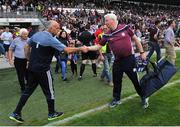 9 June 2018; Anthony Cunningham, Dublin selector and former Galway Hurling manager shakes the hand of Galway kitman James 'Tex' Callahan after the match in the Leinster GAA Hurling Senior Championship Round 5 match between Galway and Dublin at Pearse Stadium in Galway. Photo by Ray Ryan/Sportsfile