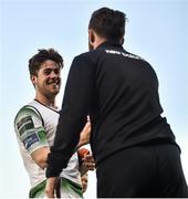 9 June 2018; Sam Bone of Shamrock Rovers is congratulated by manager Stephen Bradley following the SSE Airtricity League Premier Division match between Shamrock Rovers and Bray Wanderers at Tallaght Stadium in Dublin. Photo by David Fitzgerald/Sportsfile