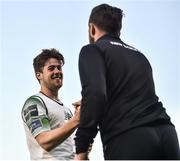 9 June 2018; Sam Bone of Shamrock Rovers is congratulated by manager Stephen Bradley following the SSE Airtricity League Premier Division match between Shamrock Rovers and Bray Wanderers at Tallaght Stadium in Dublin. Photo by David Fitzgerald/Sportsfile
