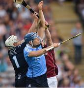 9 June 2018; Alan Nolan and Eoghan O'Donnell of Dublin in action against Conor Whelan of Galway during the Leinster GAA Hurling Senior Championship Round 5 match between Galway and Dublin at Pearse Stadium in Galway. Photo by Ray Ryan/Sportsfile