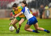 9 June 2018; Ciara Hegarty of Donegal in action against Niamh Callan of Monaghan during the TG4 Ulster Ladies SFC semi-final match between Donegal and Monaghan at Healy Park in Omagh, County Tyrone. Photo by Oliver McVeigh/Sportsfile