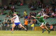10 June 2018; Aidan Organ of Waterford in action against Emmet McEvoy of Limerick during the Electric Ireland Munster GAA Hurling Minor Championship match between Limerick and Waterford at the Gaelic Grounds in Limerick. Photo by Eóin Noonan/Sportsfile