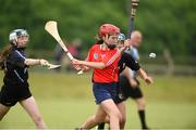 10 June 2018; Aoife Collins of Carnmore, Co Galway, in action against Caoimhe O'Sullivan and Ella O'Brien of Sarsfields, Co Cork, during the Division 1 Camogie semi-final between Carnmore, Co Galway and Sarsfields, Co Cork, at the John West Féile na nGael national competition which took place this weekend across Connacht, Westmeath and Longford. This is the third year that the Féile na nGael and Féile Peile na nÓg have been sponsored by John West, one of the world’s leading suppliers of fish. The competition gives up-and-coming GAA superstars the chance to participate and play in their respective Féile tournament, at a level which suits their age, skills and strengths. Photo by Matt Browne/Sportsfile