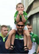 10 June 2018; Limerick supporters Kevin and 4 year old Robert Fitzgerald, from Kilbehenny, Co. Limerick, ahead of the Munster GAA Hurling Senior Championship Round 4 match between Limerick and Waterford at the Gaelic Grounds in Limerick. Photo by Ramsey Cardy/Sportsfile