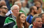 10 June 2018; A Limerick supporters stands for the National Anthem prior to the Munster GAA Hurling Senior Championship Round 4 match between Limerick and Waterford at the Gaelic Grounds in Limerick. Photo by Eóin Noonan/Sportsfile