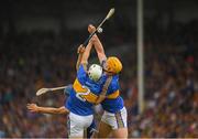 10 June 2018; Seán O'Brien, 2, and Padraic Maher of Tipperary in action against David Reidy of Clare, hidden, during the Munster GAA Hurling Senior Championship Round 4 match between Tipperary and Clare at Semple Stadium in Thurles, Tipperary. Photo by Ray McManus/Sportsfile