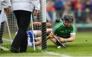 10 June 2018; Graeme Mulcahy of Limerick shoots to score his side's second goal of the game despite the attention of Conor Gleeson of Waterford during the Munster GAA Hurling Senior Championship Round 4 match between Limerick and Waterford at the Gaelic Grounds in Limerick. Photo by Ramsey Cardy/Sportsfile