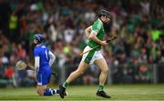 10 June 2018; Graeme Mulcahy of Limerick after scoring his side's second goal following a mistake by Stephen O'Keeffe, 1, of Waterford during the Munster GAA Hurling Senior Championship Round 4 match between Limerick and Waterford at the Gaelic Grounds in Limerick. Photo by Ramsey Cardy/Sportsfile