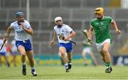 10 June 2018; Tom Morrisse of Limerick in action against Michael Walsh and Stephen Roche of Waterford during the Munster GAA Hurling Senior Championship Round 4 match between Limerick and Waterford at the Gaelic Grounds in Limerick. Photo by Ramsey Cardy/Sportsfile