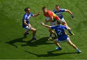 10 June 2018; Paul Broderick of Carlow in action against Laois players, from left, Niall Donoher, Stephen Attride, and Gareth Dillon during the Leinster GAA Football Senior Championship Semi-Final match between Carlow and Laois at Croke Park in Dublin. Photo by Piaras Ó Mídheach/Sportsfile