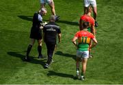 10 June 2018; Carlow manager Turlough O'Brien in conversation with referee Fergal Kelly at half-time during the Leinster GAA Football Senior Championship Semi-Final match between Carlow and Laois at Croke Park in Dublin. Photo by Piaras Ó Mídheach/Sportsfile