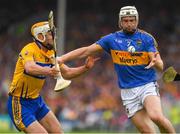 10 June 2018; Brendan Maher of Tipperary in action against Conor McGrath of Clare during the Munster GAA Hurling Senior Championship Round 4 match between Tipperary and Clare at Semple Stadium in Thurles, Tipperary. Photo by Ray McManus/Sportsfile