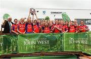10 June 2018; Abbeyknockmoy captains Grace Murphy and Tara Maher lift the shield after the Division 1 Shield Camogie final between Abbeyknockmoy, Co Galway and Shamrocks, Co Galway, at the John West Féile na nGael national competition which took place this weekend across Connacht, Westmeath and Longford. This is the third year that the Féile na nGael and Féile Peile na nÓg have been sponsored by John West, one of the world’s leading suppliers of fish. The competition gives up-and-coming GAA superstars the chance to participate and play in their respective Féile tournament, at a level which suits their age, skills and strengths. Photo by Matt Browne/Sportsfile